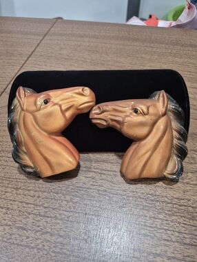 Set Of 2 Vintage Chalkware Horse Heads